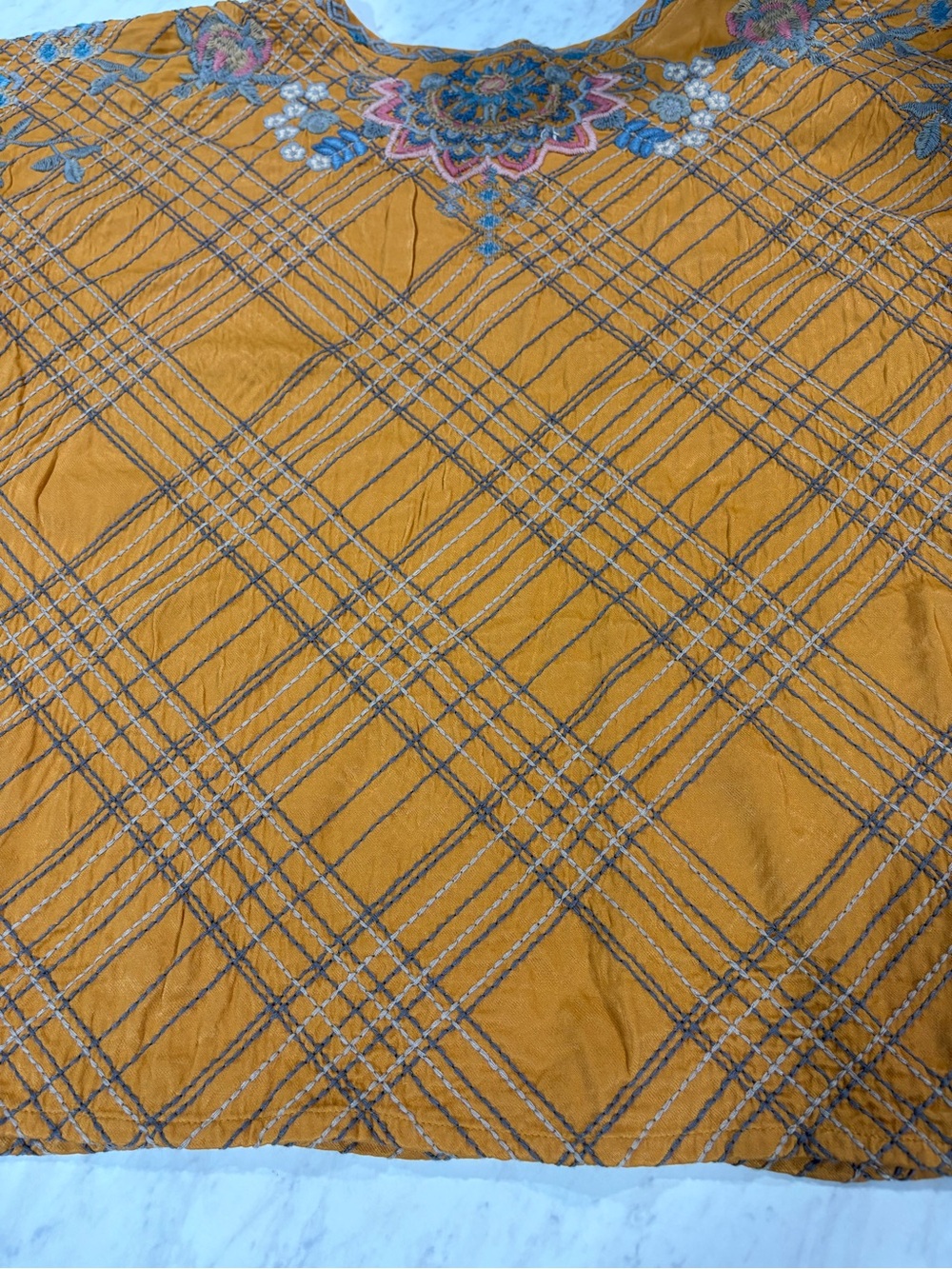 Johnny Was Mustard Embroidered Boho Tunic - Picture 7 of 7